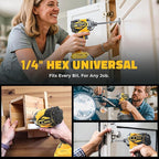 Cordless Impact Driver for DeWalt 20V Max Battery, 2800 In-lbs Brushless 1/4" hex chuck Impact Driver, impact drill with 5-Speed Lightweight Power Impact Drivers, LED Light (no battery)