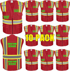 BeautyWill Custom Safety Vest Customized Logo Class 2 High Visibility Reflective Vest with Pockets Construction workwear