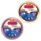 Woodworking Circular Saw Blades 2-Pack 12", Arbor 1", Framing/General Wood, Special Anti-Heat Adhesion Coating on Cutting Edges, High Finish, Long Life, 12" 80 Teeth & 100 Teeth -TA