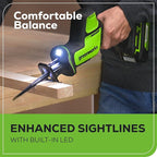 Greenworks 24V Brushless Cordless Reciprocating Saw,1" Compact One-Handed Recip Saw(3,000 SPM),Variable Speed, 2.0Ah Battery and Compact Charger Included,‎ RSG404