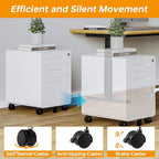 STANI 3 Drawer Filing Cabinet, Metal Filing Cabinet Legal/Letter Size with Lock, Mobile Storage Cabinet for Home and Office, Fully Assembled Except Wheels White