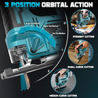 Jigsaw Compatible With Makita 18V Battery, Cordless jig saw tool, 0°- 45° Bevel Cuts, LED Light with 3 Position Orbital Setting for Cutting (With 5Ah Battery & Charger Station Kit)