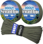 Paracord Nylon Rope Army Green 50ft with 7-Strand Core, 10 Colors and 50/100/200 ft, Type III Parachute Cord 4mm for Camping, Survival, Hiking, DIY, Crafting, Outdoor Utility Rope
