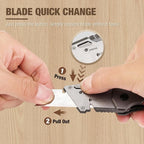 WORKPRO Folding Utility Knife & EDC Pocket Knife, Quick-Change Wood Handle Razor Box Cutter and Foldable Knife Kit with Extra 10PC SK5 Blades for Indoor and Outdoor Activities