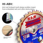 2-Pack 6-1/2" 24 Tooth 5/8" Arbor Woodworking Circular Saw Blade,Framing/Demolition,Special Anti-Thermal Adhesion Coating on Cutting Head -TA, DEM 6-1/2" 24T-TA