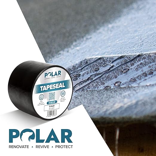 Polar TapeSeal Black - 2" x 5 ft | Rubberised Waterproof Tape for Leaks & Cracks on Roofs, PVC Pipes, Downpipes, Plumbing & Gutters | All-Purpose Indoor & Outdoor Sealant Tape for Lasting Protection