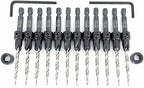 FTG USA 12 Pc #8 (11/64") Countersink Drill Bit Set with Depth Stop Collar, Hex Wrench - Tapered Drill Bits for Wood