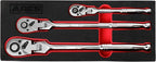 ARES 42028 - Flex Head Ratchet Set - 3-Piece 72-Tooth Ratchet - Premium Chrome Vanadium Steel Construction & Chrome Plated Finish - 72-Tooth Quick Release Reversible Design with 5 Degree Swing