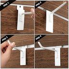 Slatwall Hooks 24 Pcs 4/6/8 Inch Slatwall Accessories Slat Wall Shelf Brackets Slat Wall Hanging Hook and Hanger Slatwall Panel Hook Slat Wall Hook Heavy Duty Pegboard Gridwall Display Hook (White)