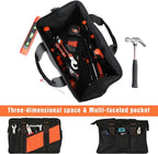 ValueMax 13-Inch Small Tool Bag, Wide Mouth Tool Bag with 12 Storage Pockets, Heavy Duty Orange Tool Tote Organizer