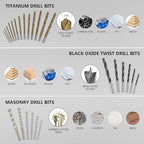 ENERTWIST Drill Bit Set, Drill Bits for Metal, Wood, Masonry-109Pcs Titanium, High Speed Steel Drill Bit Screwdriver Bit Set with Ratchet Screwdriver in Storage Case
