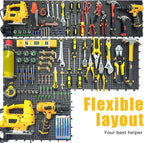 6 Black Plastic Peg Board Set Contains 200 Accessories, High Load-Bearing, Rust-Proof, Non-Sagging, Non-Grooved, Tools Can be Styled at Will, and the Tool Storage System Gives You a New Experience