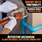 Mutt Tools Professional 1.5” PVC Pipe Cutter Tool - Heavy-Duty Ratcheting Plastic Pipe Cutter for PVC, CPVC, PEX – Cuts up to 1.5 Inch OD – Plumbing Cutting Tool for Home and Pro Use