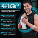 XL Body Wipes for Men - 50 No Rinse Shower Sheets + 4 Travel Bath Sachets - 9"x12" After Gym Mens Deodorant Wipes - Adult Disposable Washcloths, Face Towels for Camping Essentials & Survival Gear
