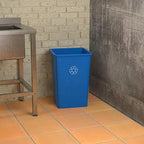 35 Gallon Blue Square Commercial Trash Can