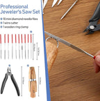 Jewelers Tools Set Including Jeweler Saw Frame Bench Pin Clamp Diamond Needle File Wooden Ring Clamp and Ring Sizer Mandrel Measuring Tool Jeweler's Mallet Hammer Stick for Jewelry Making