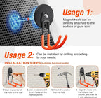 Large Strong Magnetic Hooks For Hanging Heavy Duty, 2PCS 3.5in Neodymium Magnet Storage Utility Hooks, Industrial Magnet Hook, Steel Long Magnetic Holder Hanger Organizer For Garage Garden Power Tools