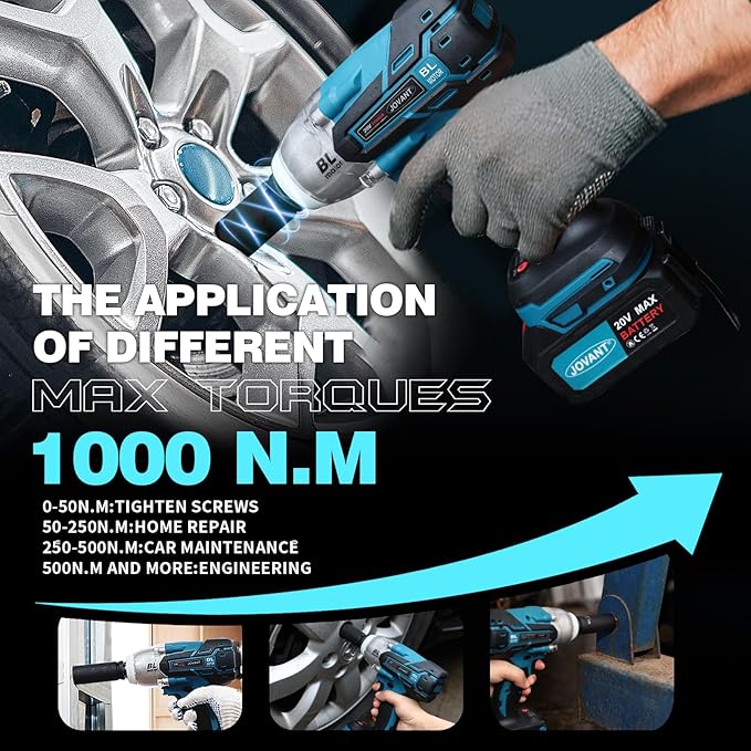 Cordless Impact Wrench Kit, 737Ft-lbs(1000N.m) Brushless Electric Impact Gun, Power Impact Wrenches with 5-Mode Speed,Torque Wrench 1/2 Drive for Car/Truck RV/Mower(No Battery)