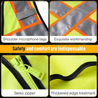 Class 2 Safety Vest with Zipper Front and multiple Pockets, High Visibility Vest, Meets ANSI/ISEA Standards