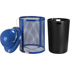 Global Industrial 32 Gallon Thermoplastic Mesh Recycling Receptacle w/Dome Lid, Blue