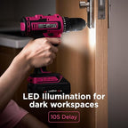 20V Pink Cordless Drill Set for Women - with 2.0Ah Battery & Charger, 3/8" Keyless Chuck,Lightweight Electric Power Drill Tool,2-Speed + 354 In-Lb Torque(Pink)