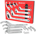 Adjustable Spanner Wrench Set, 8pcs Motorcycle Coilover Shock Adjustment Tool Hook C Spanner Wrench for Pipes Heating, Cars Suspension System