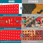4 Pack Steel Peg Board,Universal 1/8 and 1/4 Pegboard Accessories,Ideal for Garage Tool Storage, Office Organization, Craft Room, Kitchen etc. (Red, 4-12X12)