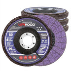 5-Pack 4.5" x 7/8" Ceramic Flap Disc, 80 Grit, Bevel Type #29, Premium Industrial Grade, High-Performance Angle Grinder Grinding Wheel for Edge Grinding - Purple