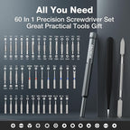 WORKPRO 60-in-1 Precision Screwdriver Set with Pop-up Magnetic Case, Well-organized CRV Small Screwdrivers, 360°Spin Mini Screw Driver Kit for Electronics, Phone, Computer, PC, Watch, Eyeglass