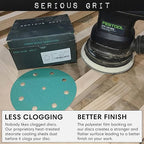 5-Inch 9-Hole 60 Grit Sanding Discs - Heavy-Duty Hook & Loop Film Discs - Sandpaper for Random Orbital Sanders - 25 Pack Box