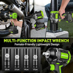 Brushless Cordless Impact Wrench, 850Nm (630Ft-lbs) High Torque, 1/2 Inch Impact Gun with 20V 4Ah Battery, 3-Speed, 4 Cr-V Sockets (17/19/21/22mm) for Car Tire, Mower Lug Nut