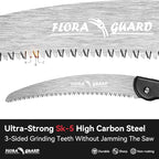 FLORA GUARD 10-Inch Folding Hand Saw, Heavy Duty Pruning Saw with Multi-Level Razer Teeth for Wood Cutting, Tree Trimming, Professional Camping Gardening Tools