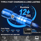 Flashlights High Lumens Rechargeable, Super Bright Long Range Small Powerful Flashlight, 6 Modes LED Tactical Pocket Waterproof Flash Light for Home Emergency (2, Blue)