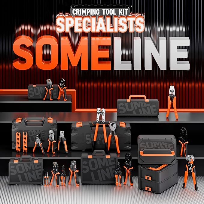 SOMELINE Non-Insulated Ferrule Crimping Tool Kit,Self-Adjusting Crimping Pliers for wire ferrules AWG 24-8,with 9 Sizes Non-Insulated Wire Ferrules,Square Crimping Pliers Crimp Connector Kit