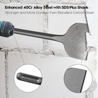 4Pcs SDS Plus Chisels Set, 3” x 10”Flat & 20° Bent Tile Removal Bits， Point & 0.8” x 10”Narrow Flat Chisel in 40Cr Alloy Steel, Fits Most Rotary Hammers & Impact Drills