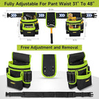 Tool Belt,Magnetic Tool Pouch,27-Pockets Heavy Duty Padded Tool Belts for Men,Detachable & Adjustable Tool Pouch Bag for Electrician,Carpenter,Construction,Work Apron,Utility Belt,Black,Green