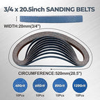3/4 x 20.5 Inch Zirconia Sanding Belts, 40Pcs 10 Each of 40/60/80/120 Assorted Grits, Belt Sander Sanding Belt for Knife Blade Sharpening, Metal Polishing, Derusting, Woodworking