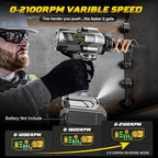 Cordless Impact Wrench 1/2 inch Compatible with DeWalt 20v Battery, 1000Ft-lbs(1360N.m) High Torque Impact Driver with 4-Modes, LED Work Light, Brushless Electric Impact Gun Car/Truck/Mower(Bare Tool)
