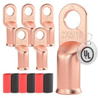 AIRIC UL Listed 2 AWG - 5/16" Battery Cable Lugs, Heat Shrink Ring Terminals End, Copper Cable Ends, Wiring Connector Terminal, Electrical Crimp Connectors, Wire Lug for 2 Gauge Wires, 6 PCS