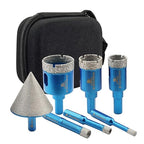 Tile Hole Saw Kit - BRSCHNITT Diamond Core Drill Bit Set 6/8/10/20/25/35mmDrill Bit &2" Diamond Chamfer Bit for Porcelain Tile Ceramic Marble Granite