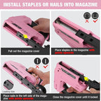 WORKPRO Electric Staple Gun, 2-in-1 Brad Nailer Electric with 2000PCS Staples Nails & USB Charger, 3.6V Staple Gun for Upholstering, Crafts, Carpentry, DIY, Pink Ribbon