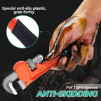 Heavy Duty 8 Inch Adjustable Pipe Wrench - Mini Straight Plumbing Tool for Tight Spaces & DIY Repairs