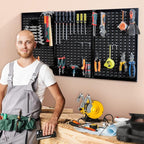 Ultrawall Peg Board Wall Organizer 4 ft. Metal Pegboard Garage Wall Pegboard Tool Storage Kit with Accessories for Garage, 45pcs