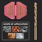Metric 13Pcs M35 Cobalt Drill Bit Set, 1.5mm-6.5mm HSS Cobalt Jobber Drill Bits, for Hardened Metals, Stainless Steel, Cast Iron and Wooden Plastics, with Plastic Index Storage Box