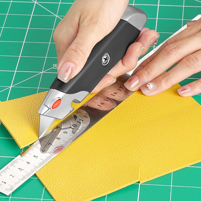 DIYSELF 20 Pack Box Cutter, Rubber Handle Utility Knife, Box Cutter Retractable Heavy Duty, Box Cutter Knife for Boxes, Cardboard, SK5 Steel Blades, Razon knife for Warehouse, Home, Box Cutters Bulk