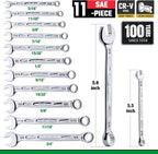 SK Combination Wrench Set, SAE 5/16" to 3/4", 11-Piece, SuperKrome Finish, Premium CR-V Construction, with Rolling Pouch