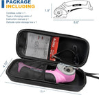 VLOXO Cordless Electric Scissors, Cardboard Cutter with Safety Lock 4.2V Electric Mini Cutter Power Rotary Scissors for Leather Felt Rug Box with Storage Box Pink