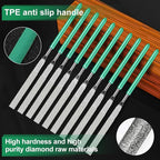 10PCS Diamond Files Flat Set,Precision Needle File Set,Super Hard Black Nickel Coated Alloy File,Diamond Coated Files for Filing Metal,Ceramic,Stone,Jewelry,Glass.120 Grit,5×180mm