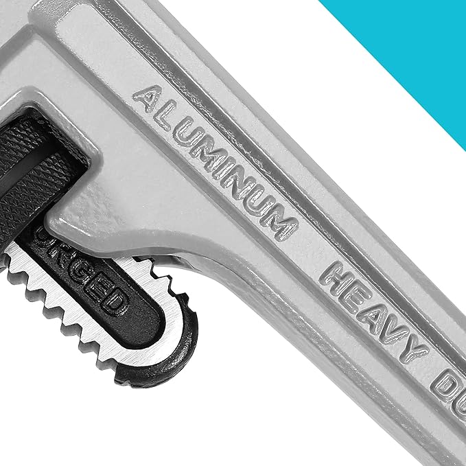 DURATECH 24-inch Heavy Duty Aluminum Straight Pipe Wrench, Adjustable Plumbing Wrench, Drop Forged, Exceed GGG standard