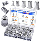 Rivet Nuts 1100 PCS, Metric Insert Rivet Nut Combination Kit, Aluminum Flat Head Thread Insert Rivet Nuts, Suitable for Automotive, Furniture Decoration, Sheet Metal Assembly and Industrial Products